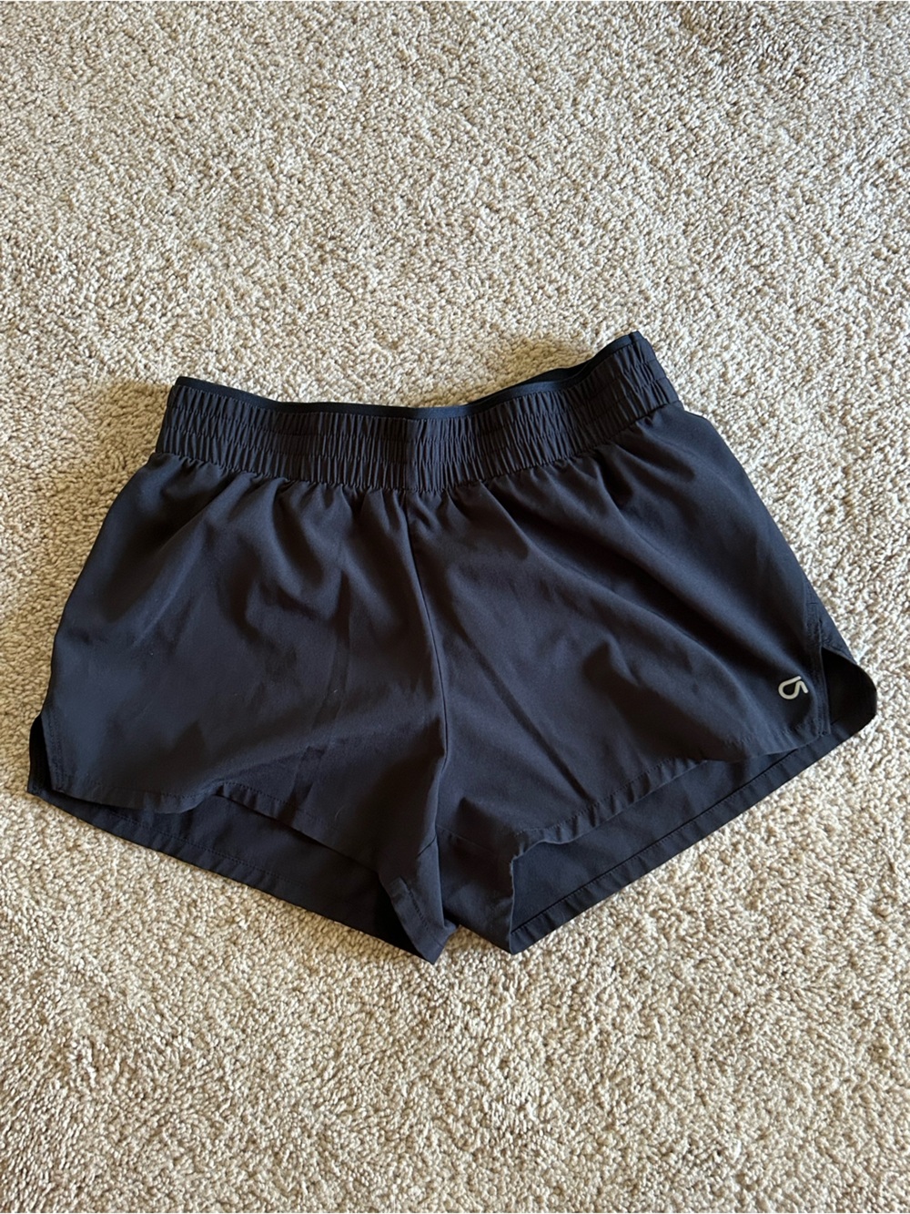 Black Women's Athletic Shorts with Elastic Waist Underwear Lining